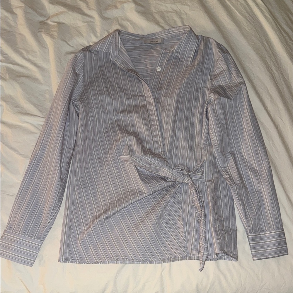 Greylin Striped Wrap Blouse